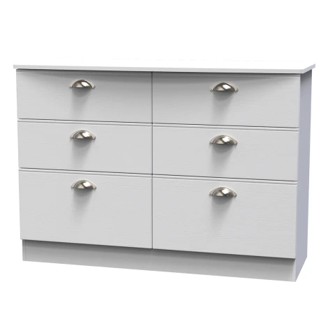 VIC015-WA - Victoria - Midi Chest of 6 Drawers - White Ash Finish