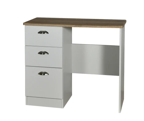 VIC031-GMRO - Victoria - Grey Matt with Riviera Oak Top Single Pedestal Dressing Table / Vanity Table / Desk