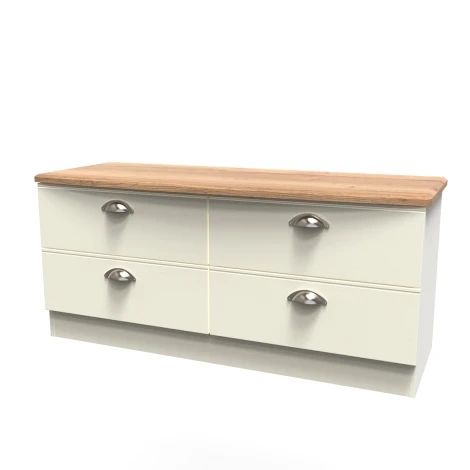 VIC036-CARO - Victoria - Cream Ash with Riviera Oak Top 4 Drawer Bed Box