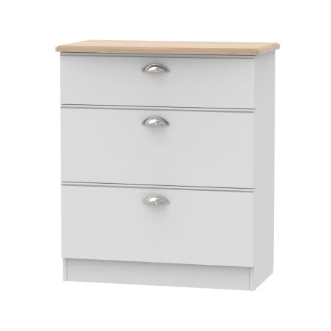 VIC049-GMRO - Victoria - Grey Matt with Riviera Oak Top 3 Drawer Deep Chest