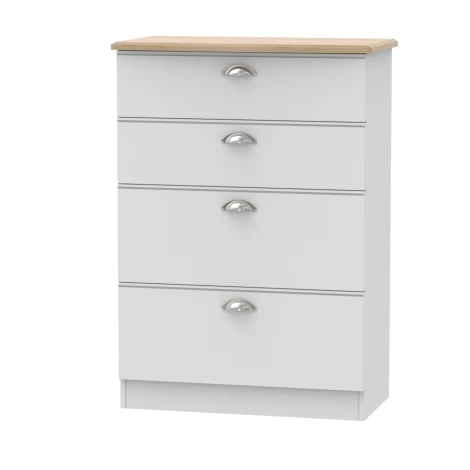 VIC050-GMRO - Victoria - Grey Matt with Riviera Oak Top Chest of 4 Deep Drawers