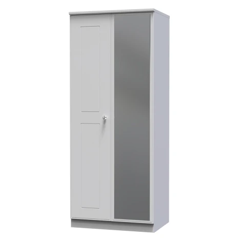 VIC057-GM - Victoria - 2 Door Double Mirror Wardrobe - Grey Matt Finish