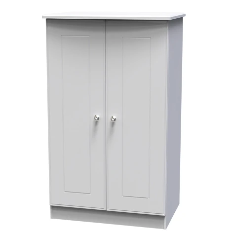 VIC058-GM - Victoria - 2 Door Double Plain Midi Wardrobe - Grey Matt Finish