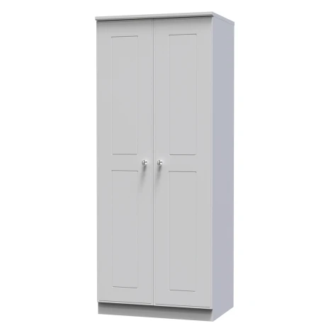 VIC060-GM - Victoria - 2 Door Double Plain Wardrobe - Grey Matt Finish
