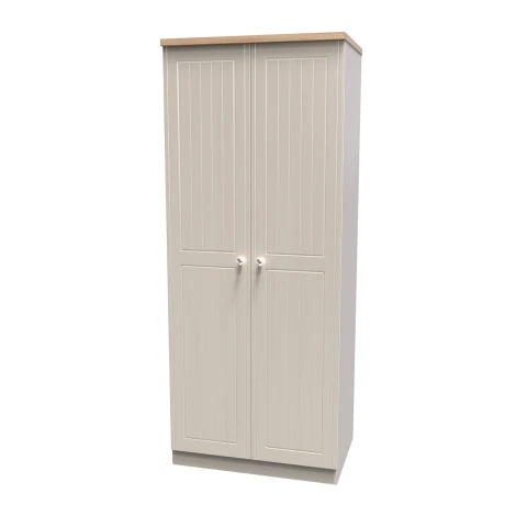 VIC060-KABO - Vienna - Kashmir Ash with Bardolino Oak Top 2 Door Double Plain Wardrobe
