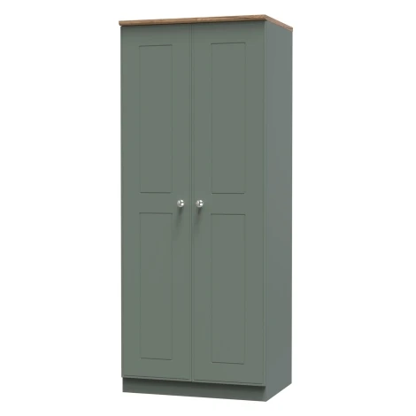 VIC060-RGRO - Victoria - Reed Green with Riviera Oak Top 2 Door Double Plain Wardrobe