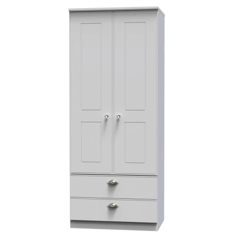 VIC061-GM - Victoria - 2 Door 2 Drawer Double Plain Wardrobe - Grey Matt Finish