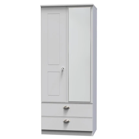 VIC062-GM - Victoria - 2 Door 2 Drawer Double Mirrored Wardrobe - Grey Matt Finish