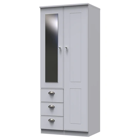 VIC068-GM - Victoria - 2 Door 3 Drawer Plain Wardrobe - Grey Matt Finish