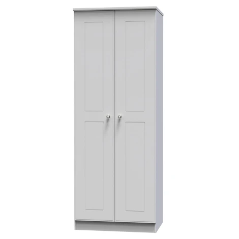 VIC080-GM - Victoria - 2 Door Double Tall Plain Wardrobe - Grey Matt Finish