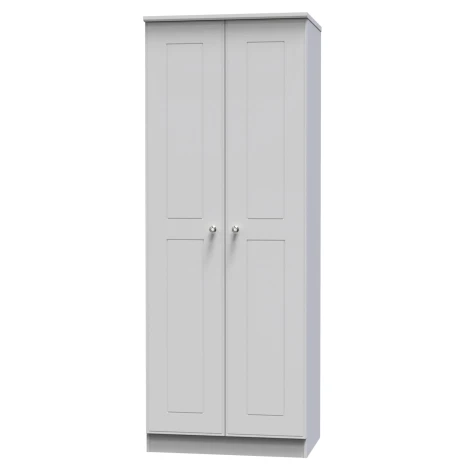 VIC085-GM - Victoria - 2 Door Double Tall Hanging Wardrobe - Grey Matt Finish