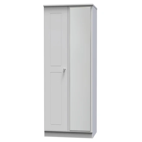 VIC087-GM - Victoria - 2 Door Double Tall Mirror Wardrobe - Grey Matt Finish