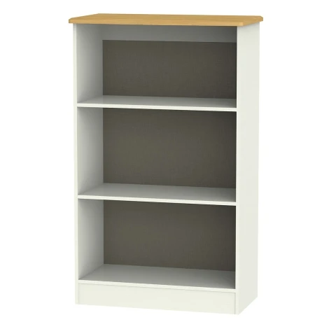 VIC092-CARO - Victoria - Cream Ash with Riviera Oak Top 2 Open Shelves Bookcase