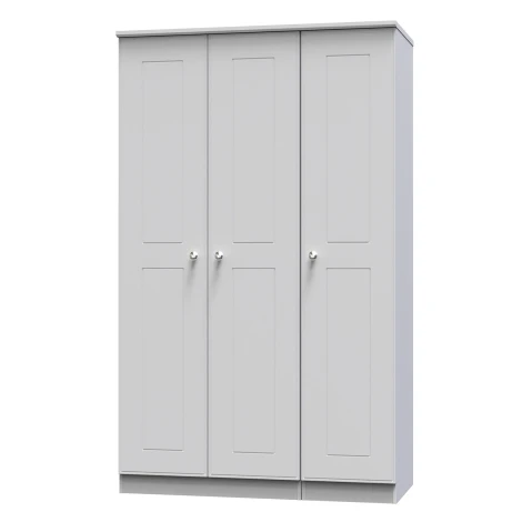 VIC130-GM - Victoria - 3 Door Triple Plain Wardrobe - Grey Matt Finish