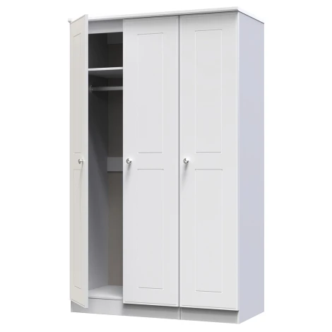 VIC130-WA - Victoria - 3 Door Triple Plain Wardrobe - White Ash Finish