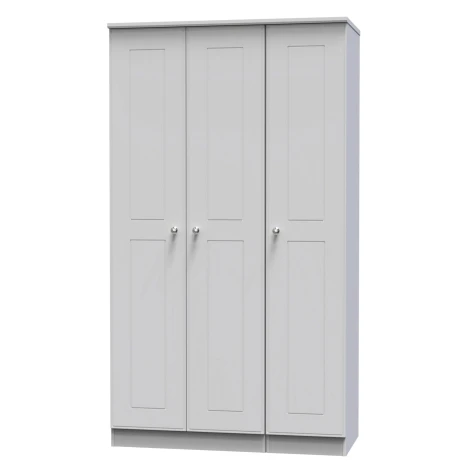 VIC140-GM - Victoria - 3 Door Triple Tall Plain Wardrobe - Grey Matt Finish