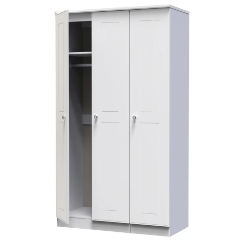 VIC140-WA - Victoria - 3 Door Triple Tall Plain Wardrobe - White Ash Finish