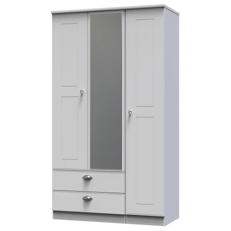 VIC142-GM - Victoria - 3 Door 2 Drawer Triple Tall Mirror Wardrobe - Grey Matt Finish