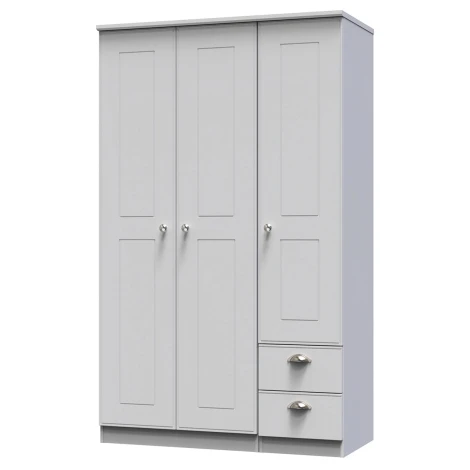 VIC150-GM - Victoria - 3 Door 2 Small Drawer Triple Wardrobe - Grey Matt Finish