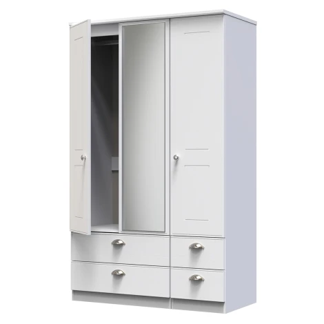 VIC152-WA - Victoria White Ash 3 Door 4 Drawer Triple Mirror Wardrobe