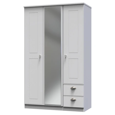 VIC157-GM - Victoria Grey Matt 3 Door 2 Drawer Triple Mirror Wardrobe