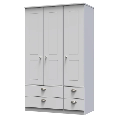 VIC161-GM - Victoria Grey Matt 3 Door 4 Drawer Tall Triple Wardrobe