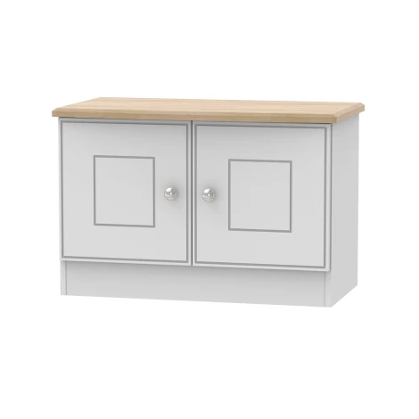 VIC203-GMRO - Victoria Grey Matt & Riviera Oak Low 2 Door Cabinet