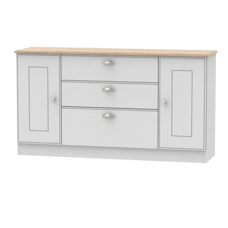 VIC207-GMRO - Victoria Grey Matt & Riviera Oak 2 Door 3 Drawer Wide Chest