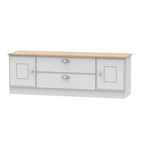 VIC211-GMRO - Victoria Grey Matt & Riviera Oak 2 Door 2 Drawer Wide TV Unit