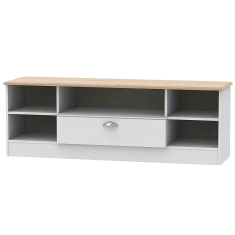 VIC212-GMRO - Victoria Grey Matt & Riviera Oak Open Wide TV Unit