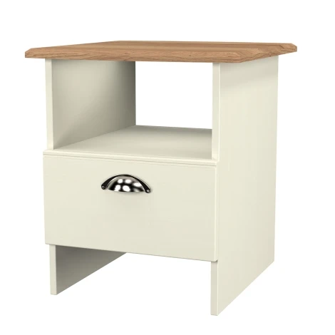 VIC224-CARO - Victoria Cream Ash & Riviera Oak Bottom Draw Lamp Table