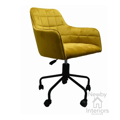 VIE-511-MT - Vienna Mustard Velvet Swivel Office Chair with Castor