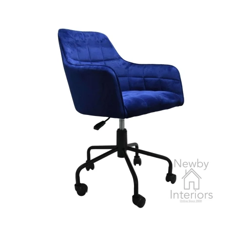 VIE-511-NA - Vienna Navy Blue Velvet Swivel Office Chair with Castor