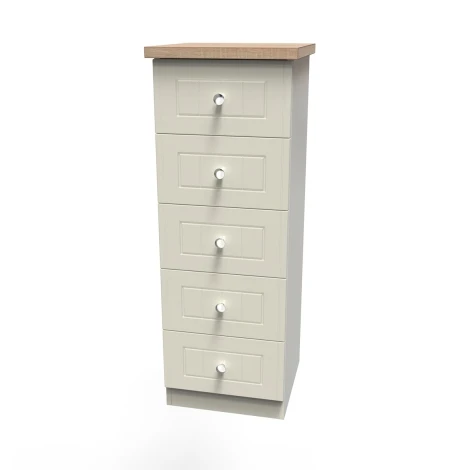 VIE003-CABO - Vienna Cream Ash & Bardolino Oak 5 Drawer Locker