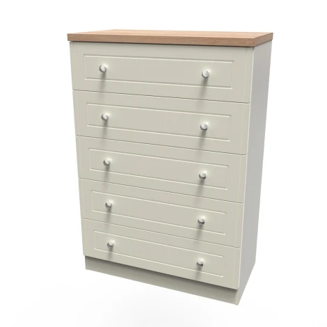 VIE012-CABO - Vienna Cream Ash & Bardolino Oak 5 Drawer Chest