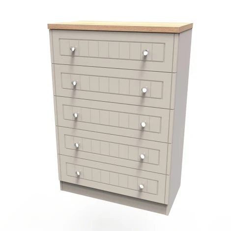 VIE012-KABO - Vienna Kashmir Ash & Bardolino Oak 5 Drawer Chest