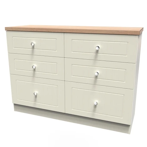 VIE015-CABO - Vienna Cream Ash & Bardolino Oak 6 Drawer Midi Chest