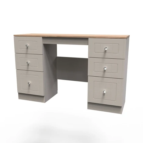VIE030-KABO - Vienna Kashmir Ash & Bardolino Oak Double Pedestal Vanity Table