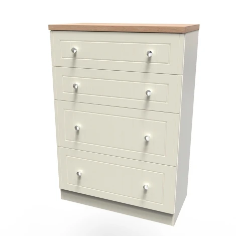VIE050-CABO - Vienna Cream Ash & Bardolino Oak 4 Drawer Deep Chest