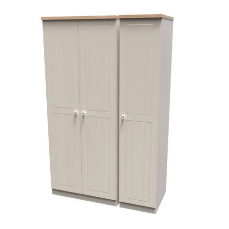 VIE130-KABO - Vienna Kashmir Ash & Bardolino Oak 3 Door Triple Plain Wardrobe