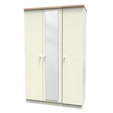 VIE137-CABO - Vienna Cream Ash & Bardolino Oak Triple Mirror Wardrobe