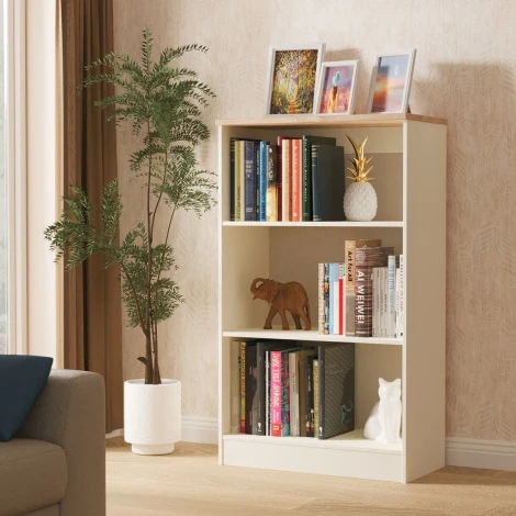VIE292-CABO - Vienna Cream Ash & Bardolino Oak Open Bookcase