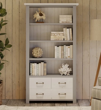 Greystone Large Open Bookcase with Drawers VTTG01A