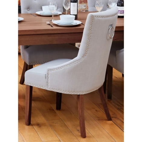 Walnut Accent Narrow Back Upholstered Dining Chair - Grey (Pack Of Two)