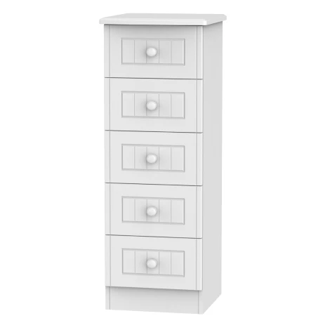 WAR003-WM - Warwick White Matt 5 Drawer Locker