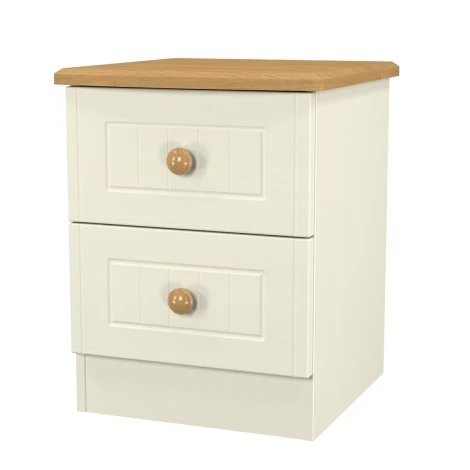 WAR005CO - Warwick Cream Ash & Modern Oak 2 Drawer Nightstand