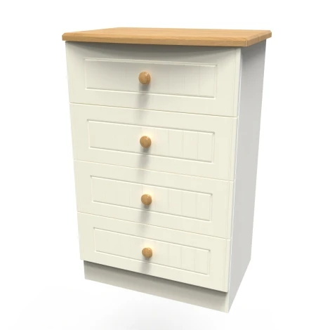 WAR008-CO - Warwick Cream Ash & Modern Oak 4 Drawer Medium Chest
