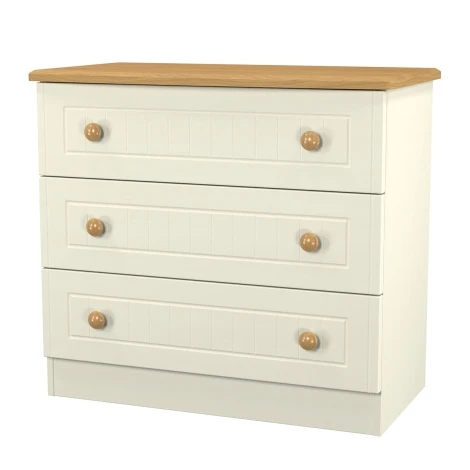 WAR010-CO - Warwick Cream Ash & Modern Oak 3 Drawer Chest