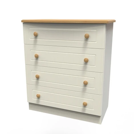WAR011-CO - Warwick Cream Ash & Modern Oak 4 Drawer Chest