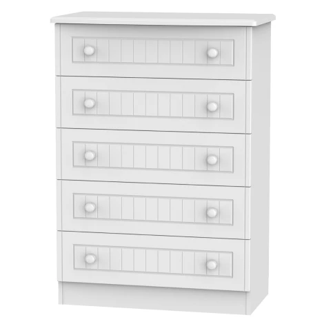 WAR012-WM - Warwick White Matt 5 Drawer Chest